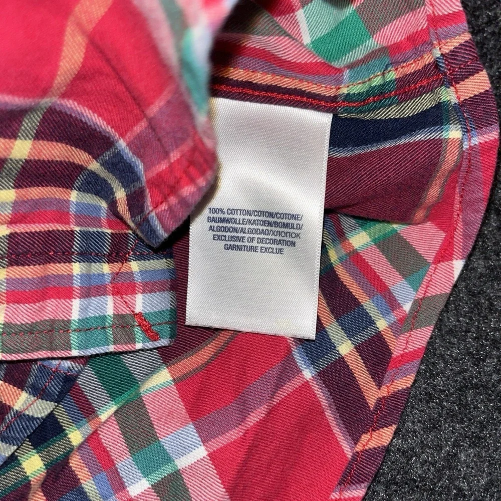 Boys‎ Ralph Lauren Long Sleeve Button Down Green/Red Plaid Shirt Size 6